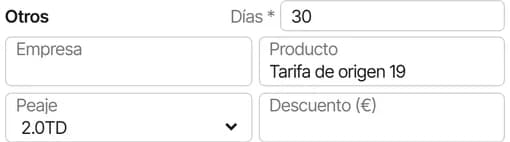 Peaje de acceso 2.0TD y tarifa actual del suministro